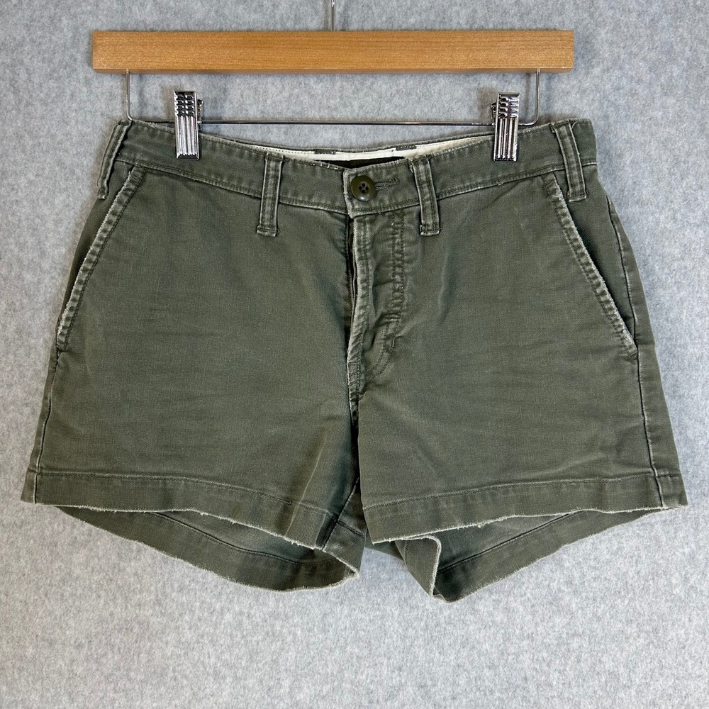 Abercrombie & Fitch Y2K Green Cotton Utility Chino Shorts Button Fly Size 2